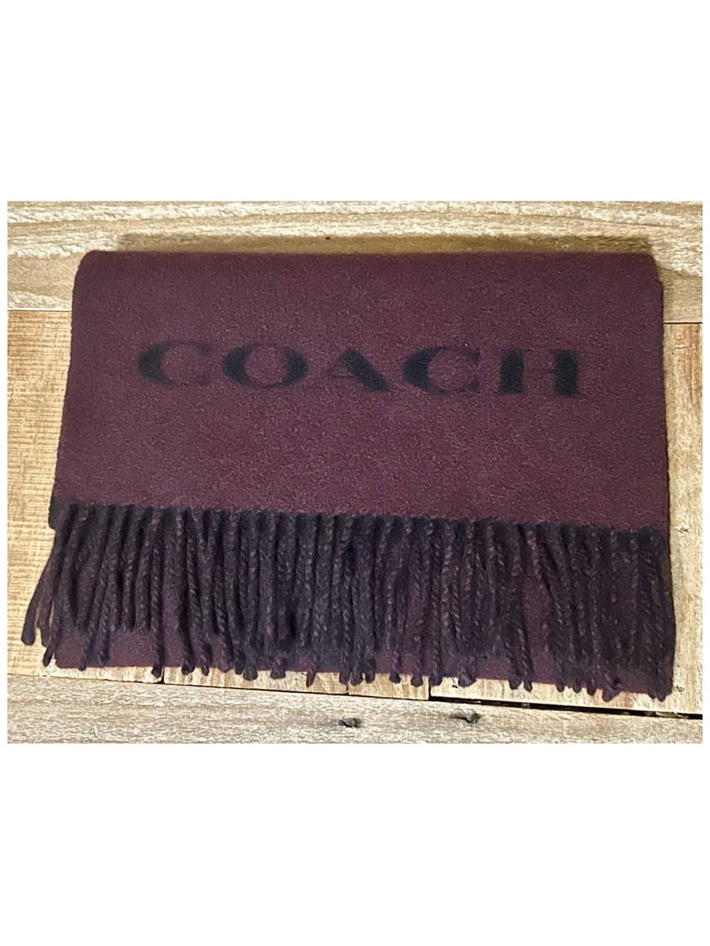 COACH Double Faced Cashmere Muffler Scarf (CB694). - Picture 3 of 12